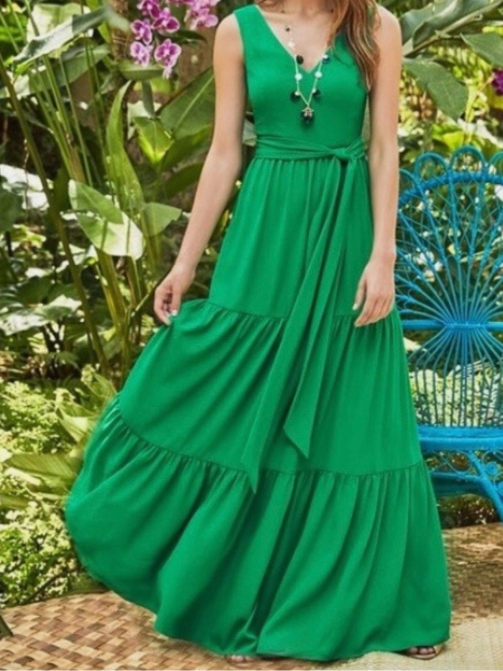 Lilly Pulitzer Emerald Green V-Neck Maxi Dress